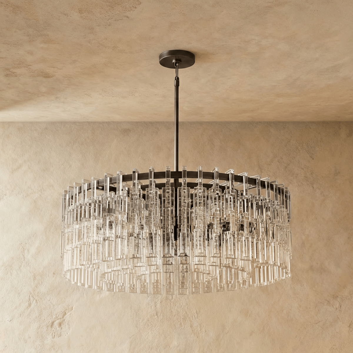 nuvlight Yukar Modernist Tiered Faceted Crystal Chandelier
